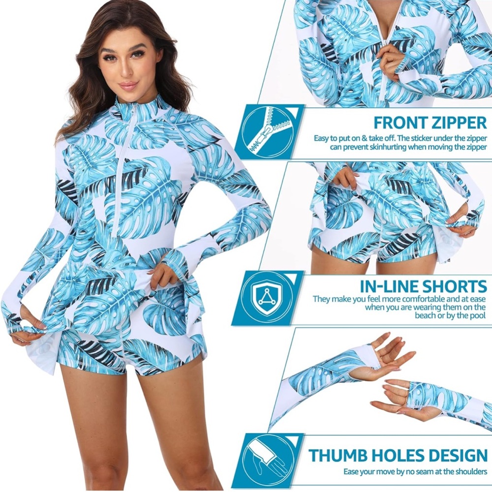 Long Sleeve Swimsuits UV UPF 50+ Swim - Picture 3 of 8